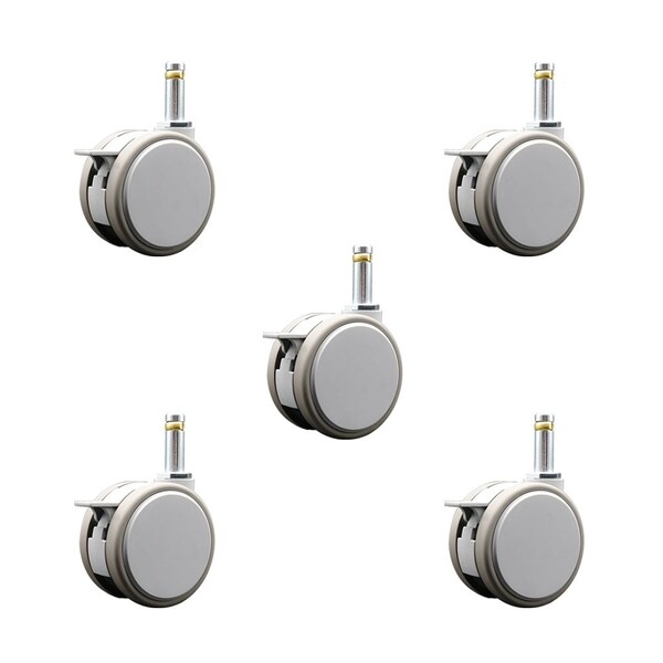 Service Caster 3 Inch MRI Safe Casters with Brakes, 7/16 Inch Grip Ring Stem, Set of 5, SCC, 5PK SCC-GR02S75-TPR-GRY-B-716138-MRI-5 - main